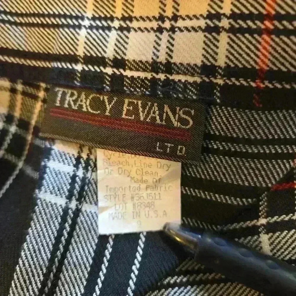 Tracy Evans Y2K 2000s Womens Plaid Pleated Mini Skirt Bkack Red Size 9 - Picture 5 of 7